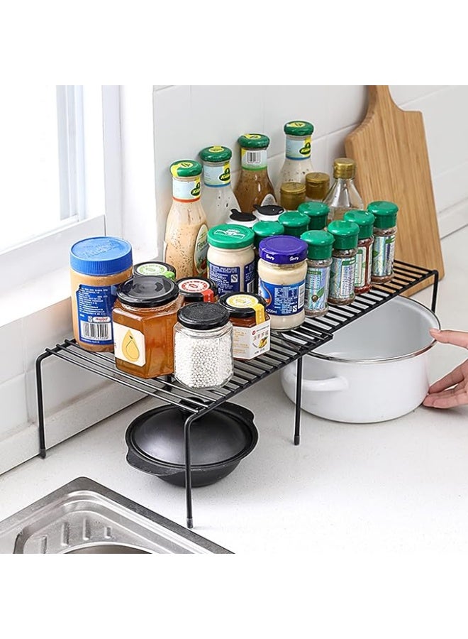 MunKan extendable Spice rack shelf, Under Sink Shelf Storage Rack, for Kitchen Countertop Organizer Shelf, Cabinet Shelf Organizers Storage Rack Space Riser, Pantry Cupboard Shelf - Image 2